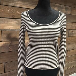 Universal Thread Black and Cream Striped Top